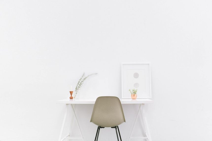 White wooden table with a chair